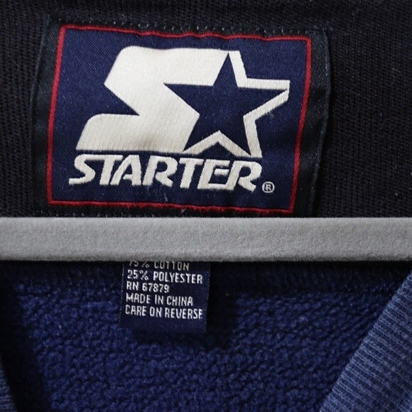 Starter Navy Blue Vintage 90s Streetwear Pullover Sweatshirt XXL Chest Logo - Picture 9 of 11